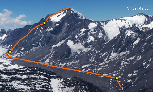 Vista de la ruta desde la cumbre del Cerro Plomo
