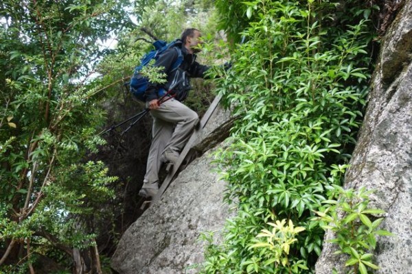 Escalera en sector de rocas