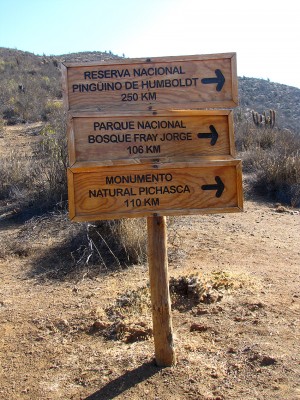 Sign with distances to protected areas