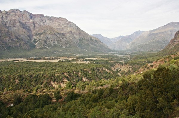 Vista del valle del río Cachapoal hacia el sur