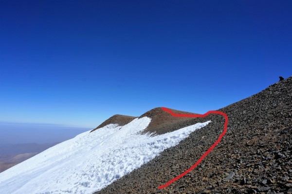 Sobre el glaciar colgante