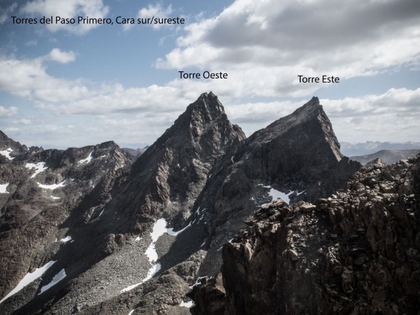 Cara sur de las Torres del Paso Primero Cara sur de las Torres del Paso Primero