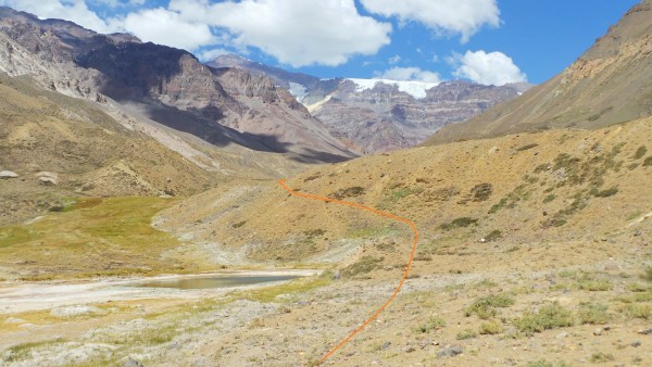 Ingreso al valle del estero del Plomo