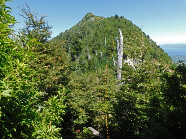 Vista desde el portezuelo hacia la cumbre