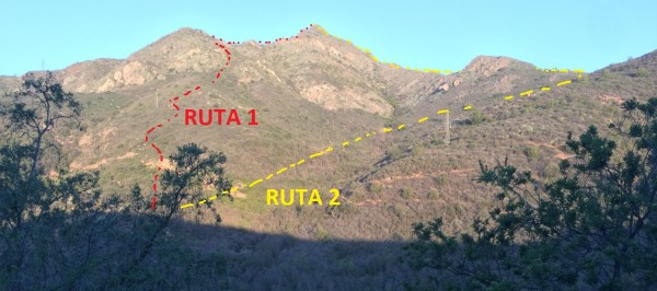 Vista opciones de ascenso desde camino vehicular