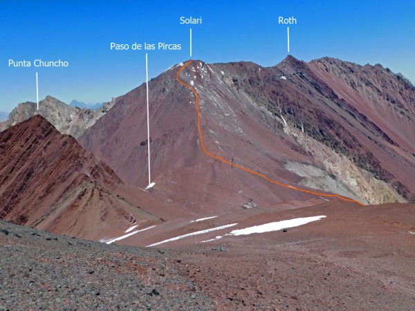 Ruta desde el portezuelo a la cumbre Ruta desde el portezuelo a la cumbre