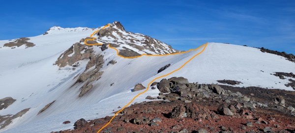 Vista y ruta hacia cumbre  desde filo principal