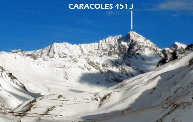 Caracoles visto desde valle del Río de las Cuevas (Mendoza)