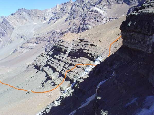 Ruta de ascenso desde la ruta normal.