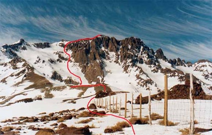 Ruta Normal (cara oeste) , Cerro Piuquencillo Ruta Normal (cara oeste) , Cerro Piuquencillo