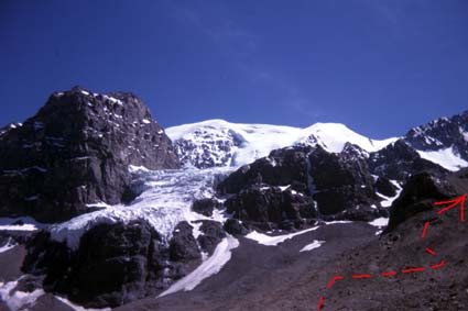 Morro Negro, Glaciar Colgante y Cumbre